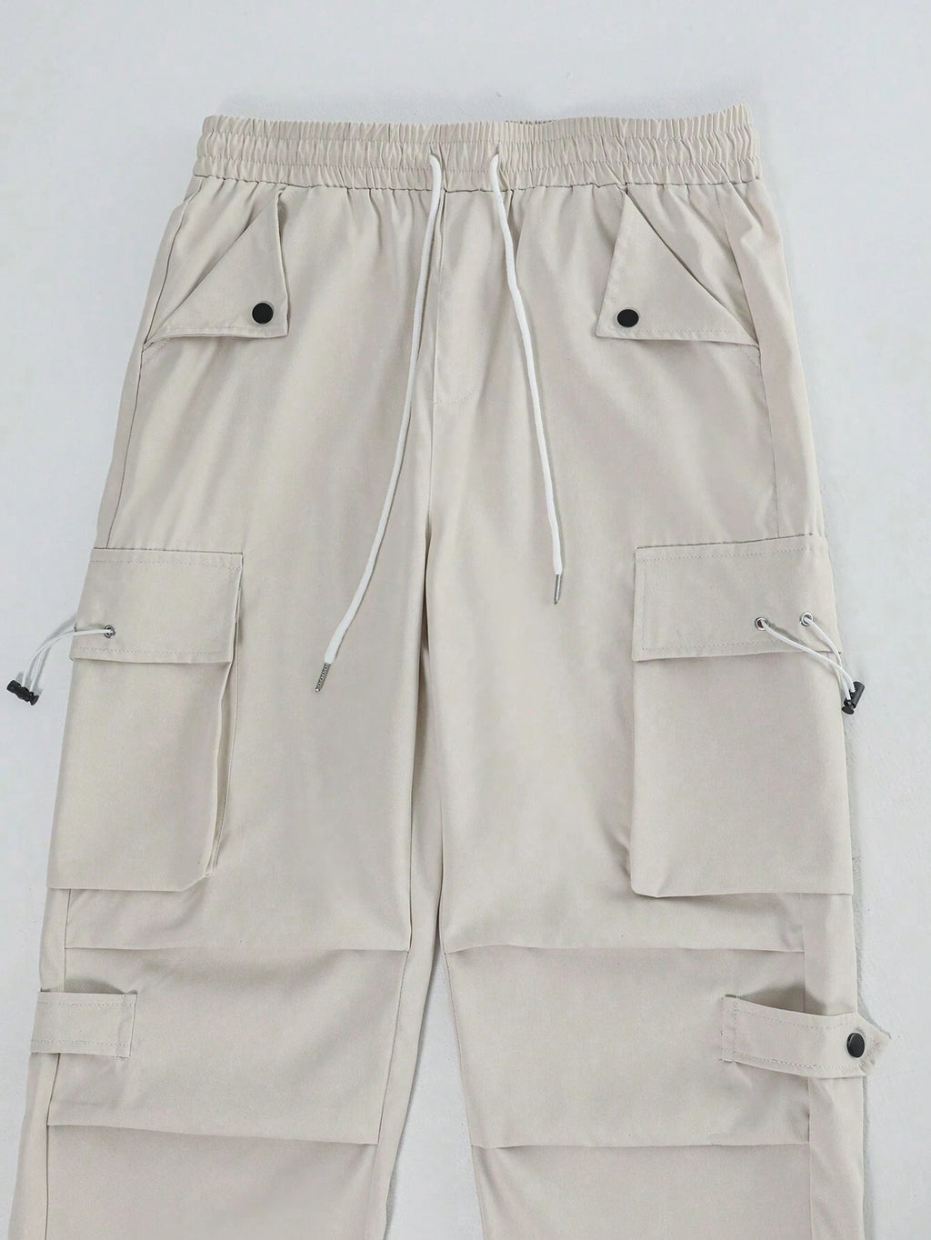 Manfinity EMRG Men'S Flap Pocket Drawstring Waist Cargo Pants Baggy Long Plain Going Out, Back to School