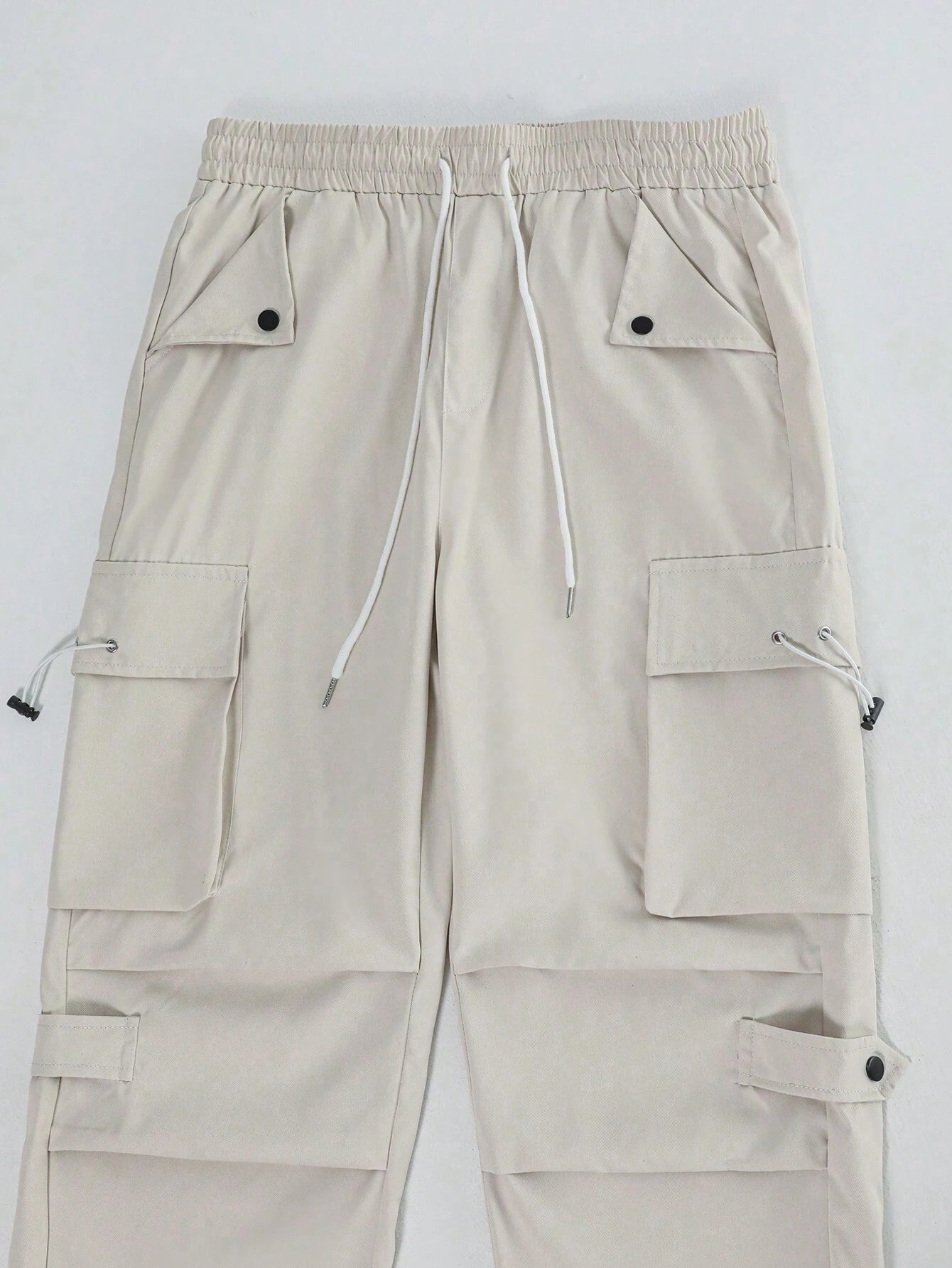 Manfinity EMRG Men'S Flap Pocket Drawstring Waist Cargo Pants Baggy Long Plain Going Out, Back to School
